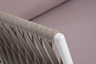 "Касабланка" правый модуль плетеный из роупа, каркас алюминий светло-серый (RAL7035) муар, роуп серо-коричневый 23мм, ткань бежевая 052