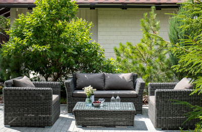 "Капучино" диван из искусственного ротанга двухместный, цвет графит