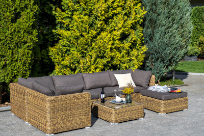 "Лунго" модуль диванный угловой с подушками, цвет соломенный (гиацинт)