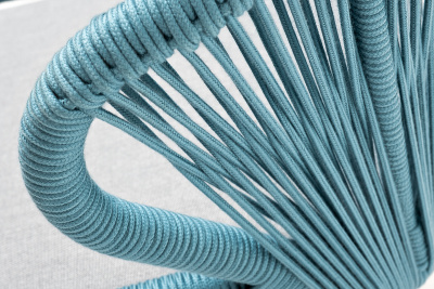 "Милан" стул плетеный из роупа, каркас алюминий светло-серый (RAL7035) муар, роуп бирюзовый круглый, ткань светло-серая