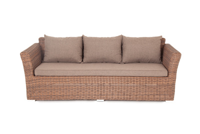 "Капучино" диван из искусственного ротанга трехместный, цвет коричневый