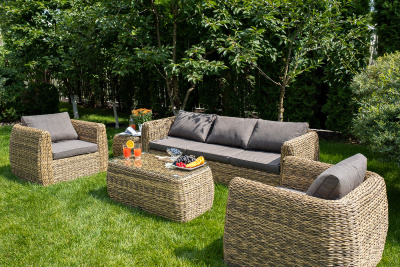 "Кальяри" журнальный столик из искусственного ротанга (гиацинт), цвет соломенный