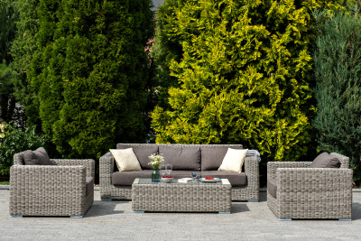 "Боно" журнальный столик из искусственного ротанга, цвет серый